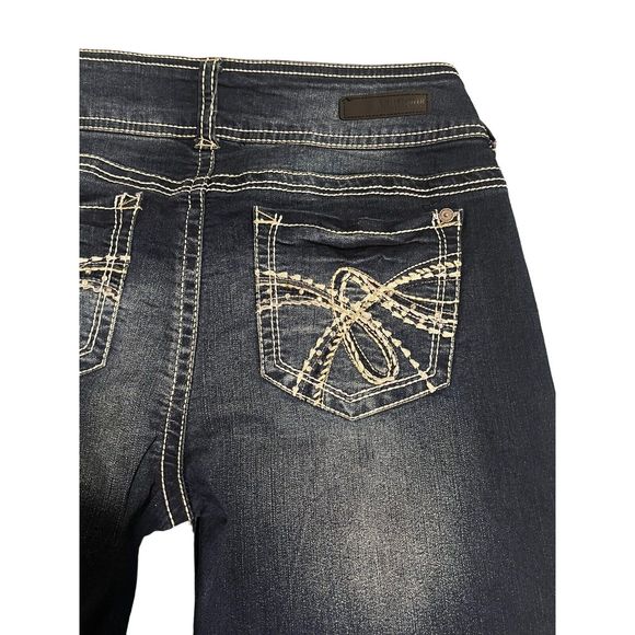 (SOLD)Women's WallFlower Skinny Straight Embroidered Stretch Denim Jeans Size 5 - Picture 8 of 10